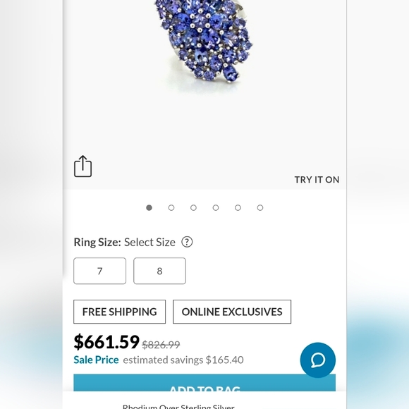 Gems En Vogue Natural Tanzanite Cluster Ring Palladium Sterling Silver 18k Sz 7! - Picture 9 of 9